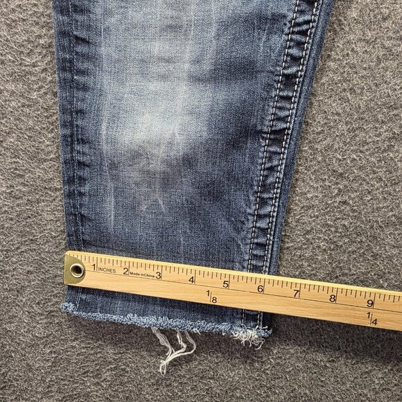 Miss Me Jeans Womens 27 Blue Signature Skinny Embellished Raw Hem *Cut off* - Picture 9 of 10